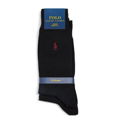 Polo Ralph Lauren Polo Pony Socks (pack Of 2) In Black