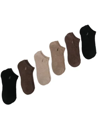 Polo Ralph Lauren Polo-pony Socks (pack Of 6) In Black