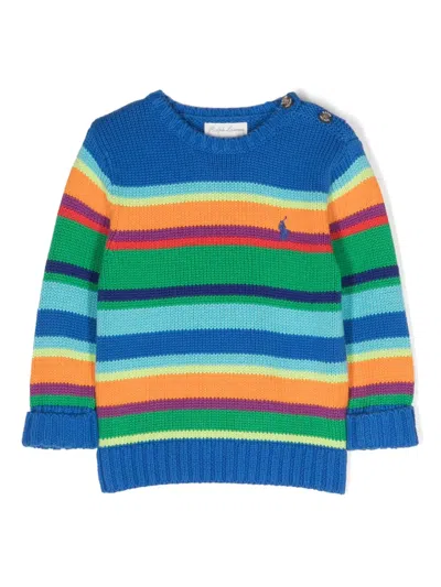 Polo Ralph Lauren Babies' Polo Pony Stripe-print Jumper In Blue