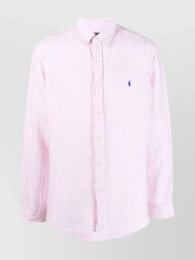 POLO RALPH LAUREN POLO PONY STRIPED LINEN SHIRT CUSTOM FIT