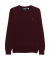 Polo Ralph Lauren Bordeaux Crewneck Sweater With Pony Logo Embroidered On The Front In Brown