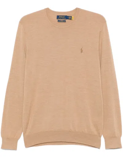 Polo Ralph Lauren Wool Alpaca Crewneck Sweatshirt In Nude