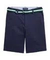 Polo Ralph Lauren Blue Bermuda Shorts With Belt In Stretch Cotton Girl In Black