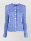 Polo Ralph Lauren Cable Knit Cotton Crew Neck Cardigan In New Litchfield Blue In Blue