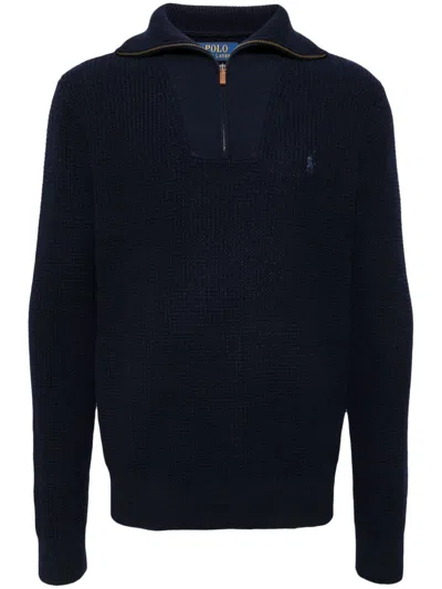 Polo Ralph Lauren Pony-embroidered Cable-knit Jumper In Blau