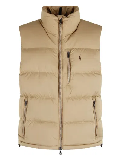 Polo Ralph Lauren Polo Pony Zip Gilet In Brown