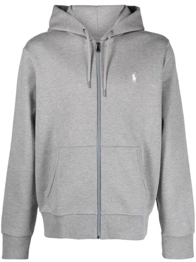Polo Ralph Lauren Polo Pony Zip-up Hoodie In Grey