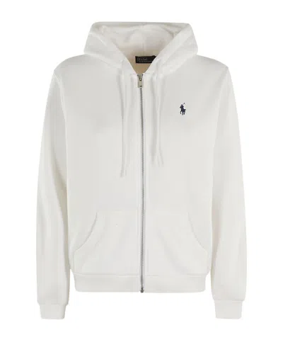 Polo Ralph Lauren Polo Pony Zip-up Hoodie In White