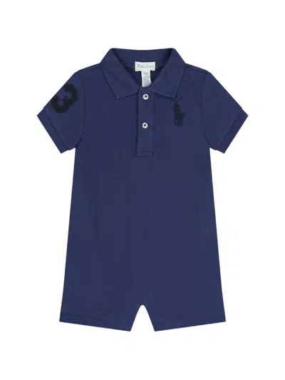Polo Ralph Lauren Babies' Polo Pony-embroidered Romper In Blue