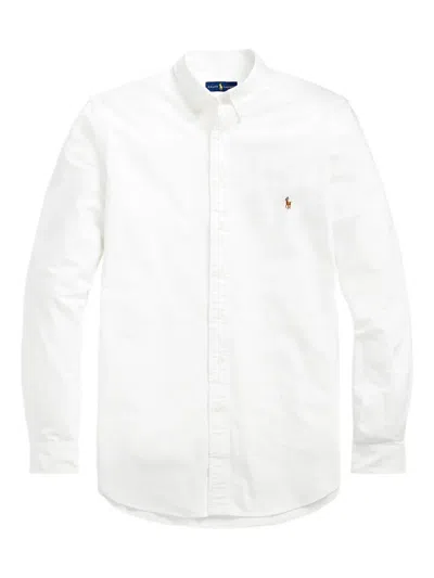 Polo Ralph Lauren Slim-fit Button-down Collar Logo-embroidered Cotton Oxford Shirt In White