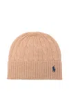 Polo Ralph Lauren Cable-knit Wool And Cashmere Beanie Accessories In Brown