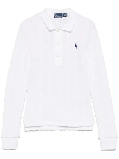 Polo Ralph Lauren Cable-knit Cotton Polo Sweater In White