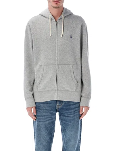 Polo Ralph Lauren Cotton-blend Zip Hoodie In Gray