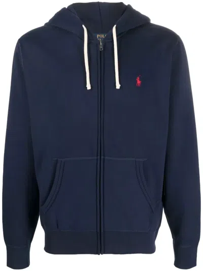 Polo Ralph Lauren Cotton-blend Zip Hoodie In Blue