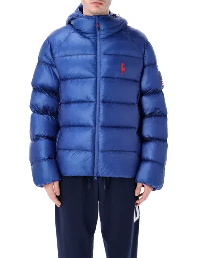 Polo Ralph Lauren Hawthorne Flag Nylon Down Jacket In Blue