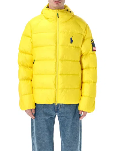 Polo Ralph Lauren Hawthorne Flag Nylon Down Jacket In Yellow
