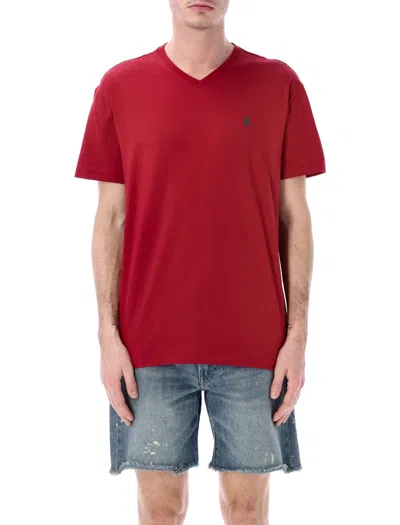 Polo Ralph Lauren Jersey V-neck T-shirt In Red