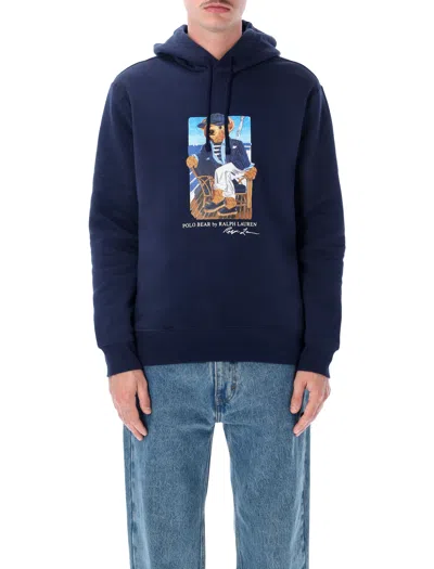 Polo Ralph Lauren Polo Bear Graphic Hoodie In Blue