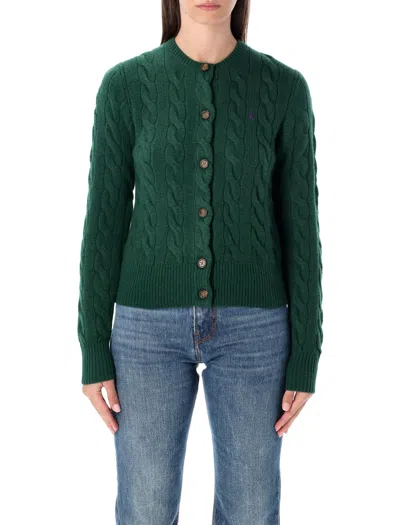Polo Ralph Lauren Wool And Cashmere Cable-knit Cardigan In Green
