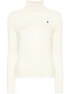 Polo Ralph Lauren Cream Wool And Cashmere Blend Turtleneck Sweater In Pink