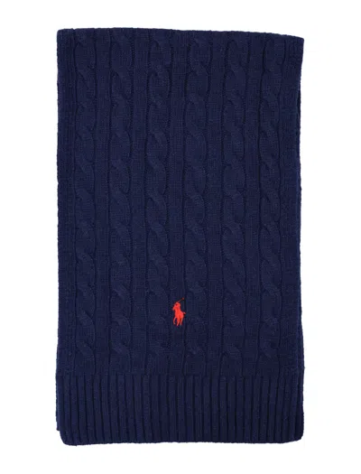 Polo Ralph Lauren Wool-blend Cable-knit Scarf In Brown