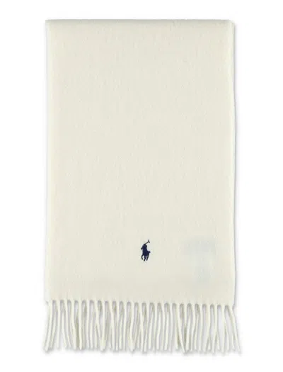 POLO RALPH LAUREN POLO RALPH LAUREN POLO RALPH LAUREN WOOL SCARF WITH FRINGE TRIM AND LOGO