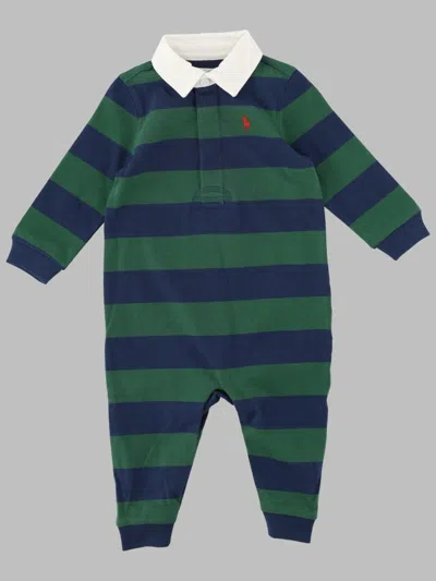 Polo Ralph Lauren Polo Rugby One-piece Coverall For Baby In Blue