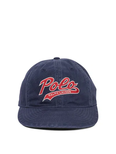 Polo Ralph Lauren Polo Script Flat Peak Baseball Cap In Blue