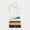 Polo Ralph Lauren Ralph Lauren Cotton Polo & Stripe Shorts Set In White/marsh Stripe