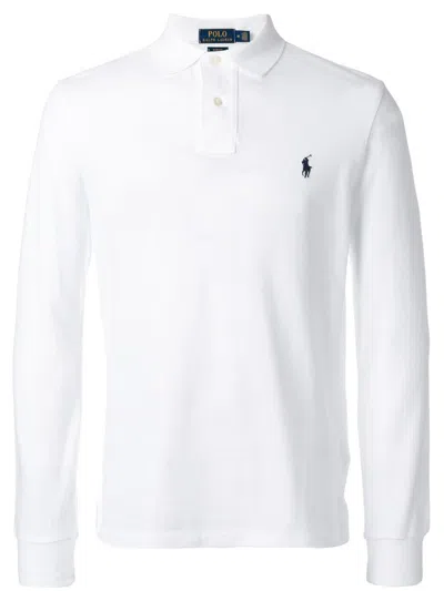 Polo Ralph Lauren Slim Fit Long Sleeve Polo Shirt In White