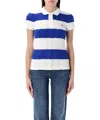Polo Ralph Lauren White/blue Striped Cable-knit Polo In Multicolor