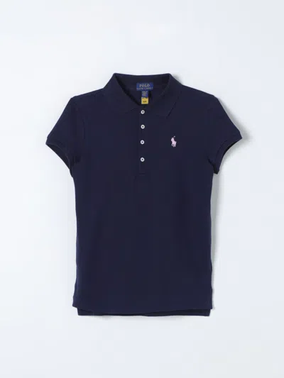 Polo Ralph Lauren Kids' Girl's Logo Embroidered Short-sleeve Polo Shirt In Navy