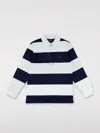 Polo Ralph Lauren Teen Boys Blue Stripe Cotton Rugby Shirt In Weiss