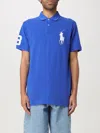 Polo Ralph Lauren Blue Polo With Maxi Pony Detail On The Front In Cotton Piquet Man In Blue
