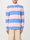 Polo Ralph Lauren Mens Rugby Striped Cotton-jersey Polo Shirt Pink Xxl In Blue