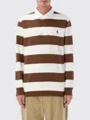 Polo Ralph Lauren Structured Fit Rugby Polo With Traditional Collar In Brown