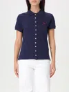 Polo Ralph Lauren Stretch Piquet Fitted Silhouette Ribbed Collar In Blue