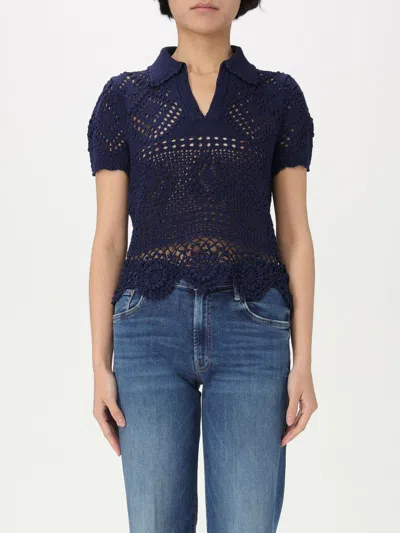 Polo Ralph Lauren Pointelle Cotton Polo Shirt In Blau