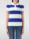 Polo Ralph Lauren White/blue Striped Cable-knit Polo In Weiss