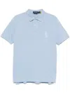 Polo Ralph Lauren Cotton Polo In Pastel Blu With Logo In Blue