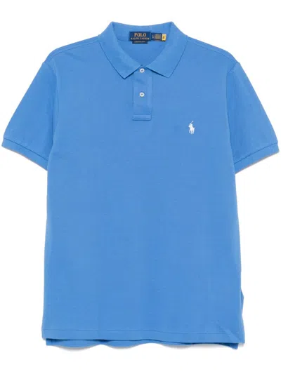 Polo Ralph Lauren Short Sleeve Polo With Contrast Logo In Blue