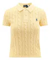Polo Ralph Lauren Yellow Polo Pony Short Sleeve Shirt In Cotton Woman In Yellow