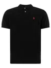 Polo Ralph Lauren "custom Slim Fit" Black Polo Shirt With Classic Collar And Pony Embroidery On The Front In Cotton Ma In Black