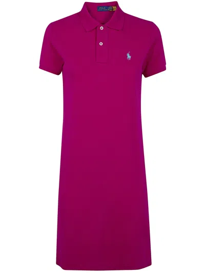 Polo Ralph Lauren Polo Short Sleeves Mini Dress In Purple