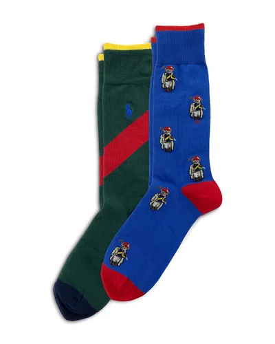Polo Ralph Lauren Polo Society Mini Bear Crew Socks, Pack Of 2 In Multi