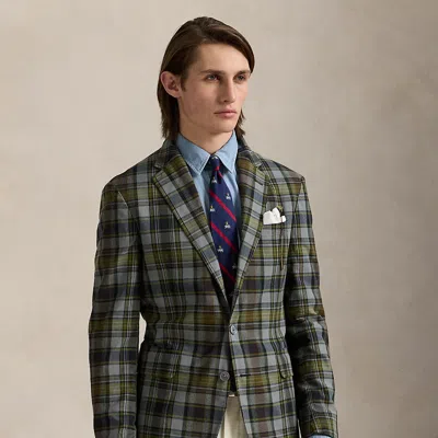 Polo Ralph Lauren Polo Soft Modern Plaid Cotton Sport Coat In Vintage Blue Madras