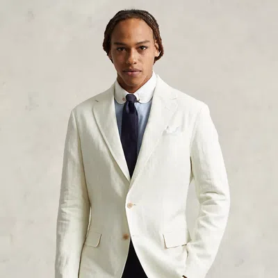 Polo Ralph Lauren Single-breasted Cotton-blend Blazer In Neutrals