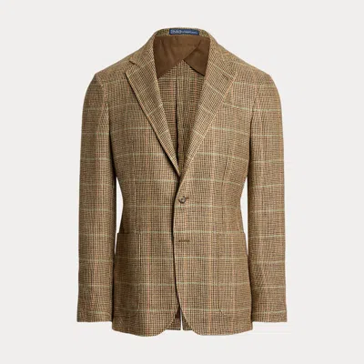 Polo Ralph Lauren Polo Soft Tailored Tick-weave Jacket In Brown/tan/orange/green