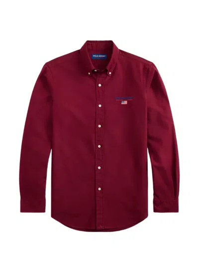 Polo Ralph Lauren Polo Sport Logo-embroidered Shirt In Burgundy