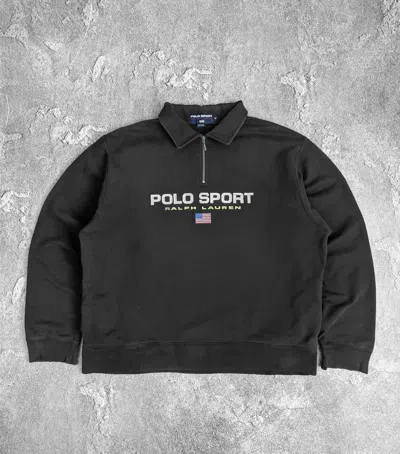Pre-owned Polo Ralph Lauren Polo Sport Rugby Longsleeve Big Logo Y2k In Black